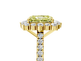 Yellow gold Fancy Yellow Radiant  Halo Diamond Ring with Pavé Band and Prong Setting_42