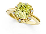 Yellow gold Fancy Yellow Radiant  Halo Diamond Ring with Round Cluster Setting, Solitaire Band, and Four-Prong Setting_50