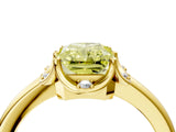 Yellow gold Fancy Yellow Radiant  Halo Diamond Ring with Round Cluster Setting, Solitaire Band, and Four-Prong Setting_53