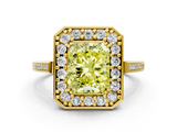 Yellow gold Fancy Yellow Radiant  Halo Diamond Ring with Split Shank and Four-Prong Setting_52