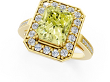 Yellow gold Fancy Yellow Radiant  Halo Diamond Ring with Split Shank and Four-Prong Setting_53