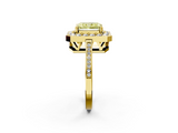 Yellow gold Fancy Yellow Radiant  Halo Diamond Ring with Split Shank and Four-Prong Setting_54