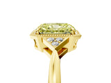 Yellow gold Fancy Yellow Radiant  Halo Diamond Ring with Tapered Band and Four-Prong Setting_12