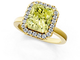 Yellow gold Fancy Yellow Radiant  Halo Diamond Solitaire with Pavé Band and Four-Prong Setting_75