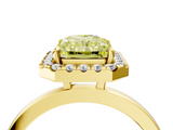 Yellow gold Fancy Yellow Radiant  Halo Diamond Solitaire with Pavé Band and Four-Prong Setting_78