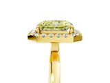 Yellow gold Fancy Yellow Radiant  Halo Diamond Solitaire with Pavé Band and Four-Prong Setting_79