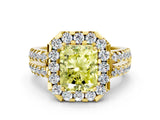 Yellow gold Fancy Yellow Radiant  Halo Diamond Split Shank Engagement Ring with Prong Setting_51