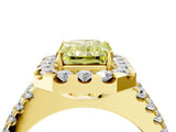 Yellow gold Fancy Yellow Radiant  Halo Diamond Split Shank Engagement Ring with Prong Setting_55