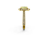 Yellow gold Fancy Yellow Radiant  Halo Milgrain Pave Diamond Ring with Four-Prong Setting 3
