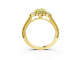 Yellow gold Fancy Yellow Radiant  Halo Milgrain Pave Diamond Ring with Four-Prong Setting 4