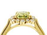 Yellow gold Fancy Yellow Radiant  Halo Milgrain Pave Diamond Ring with Four-Prong Setting 5