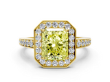 Yellow gold Fancy Yellow Radiant  Halo Pavé Diamond Engagement Ring with Bezel Setting_20