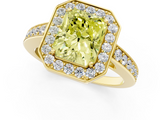 Yellow gold Fancy Yellow Radiant  Halo Pavé Diamond Engagement Ring with Bezel Setting_21