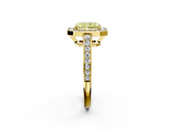 Yellow gold Fancy Yellow Radiant  Halo Pavé Diamond Engagement Ring with Bezel Setting_22