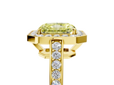 Yellow gold Fancy Yellow Radiant  Halo Pavé Diamond Engagement Ring with Bezel Setting_25