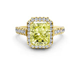 Yellow gold Fancy Yellow Radiant  Halo Pavé Diamond Engagement Ring with Four-Prong Setting_27