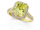 Yellow gold Fancy Yellow Radiant  Halo Pavé Diamond Engagement Ring with Four-Prong Setting_28