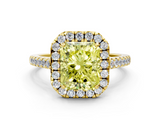 Yellow gold Fancy Yellow Radiant  Halo Pavé Diamond Engagement Ring with Four-Prong Setting_3