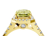 Yellow gold Fancy Yellow Radiant  Halo Pavé Diamond Engagement Ring with Four-Prong Setting_31