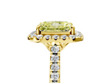 Yellow gold Fancy Yellow Radiant  Halo Pavé Diamond Engagement Ring with Four-Prong Setting_8
