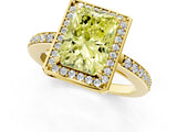 Yellow gold Fancy Yellow Radiant  Halo Pave Band Solitaire Ring with Prong Setting_67
