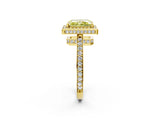 Yellow gold Fancy Yellow Radiant  Halo Pave Band Solitaire Ring with Prong Setting_68