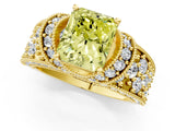 Yellow gold Fancy Yellow Radiant  Halo Pave Diamond Engagement Ring with Milgrain Detailing_71