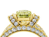 Yellow gold Fancy Yellow Radiant  Halo Pave Diamond Engagement Ring with Milgrain Detailing_74