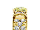 Yellow gold Fancy Yellow Radiant  Halo Pave Diamond Engagement Ring with Milgrain Detailing_75