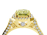 Yellow gold Fancy Yellow Radiant  Halo Pave Split Shank Prong Setting Ring_30