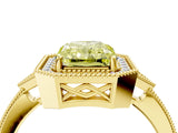 Yellow gold Fancy Yellow Radiant  Halo Round Diamond Milgrain Pave Engagement Ring_7