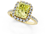 Yellow gold Fancy Yellow Radiant  Halo Round Diamond Pavé Band Four-Prong Ring_4