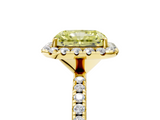 Yellow gold Fancy Yellow Radiant  Halo Round Diamond Pavé Band Four-Prong Ring_8