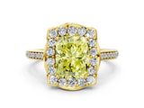 Yellow gold Fancy Yellow Radiant  Halo Round Diamond Pave Band with Four-Prong Setting_43