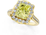 Yellow gold Fancy Yellow Radiant  Halo Round Diamond Pave Band with Four-Prong Setting_44
