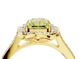 Yellow gold Fancy Yellow Radiant  Halo Round Diamond Pave Band with Four-Prong Setting_47