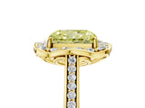 Yellow gold Fancy Yellow Radiant  Halo Round Diamond Pave Band with Four-Prong Setting_48