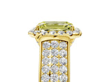 Yellow gold Fancy Yellow Radiant  Halo Round Diamond Pave Band with Prong Setting