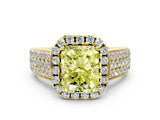 Yellow gold Fancy Yellow Radiant  Halo Round Diamond Pave Band with Prong Setting_38