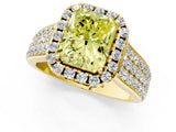 Yellow gold Fancy Yellow Radiant  Halo Round Diamond Pave Band with Prong Setting_39