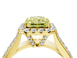 Yellow gold Fancy Yellow Radiant  Halo Round Diamond Pave Band with Prong Setting_42