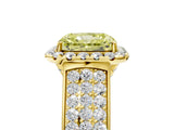 Yellow gold Fancy Yellow Radiant  Halo Round Diamond Pave Band with Prong Setting_43