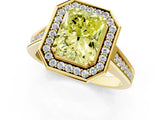 Yellow gold Fancy Yellow Radiant  Halo Solitaire Diamond Ring with Pave Band and Bezel Setting_50