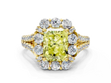 Yellow gold Fancy Yellow Radiant  Halo Split Shank Diamond Engagement Ring with Pave Band and Four-Prong Setting_54