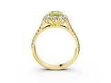Yellow gold Fancy Yellow Radiant  Halo Split Shank Diamond Engagement Ring with Pave Band and Four-Prong Setting_57