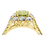 Yellow gold Fancy Yellow Radiant  Halo Split Shank Diamond Engagement Ring with Pave Band and Four-Prong Setting_58