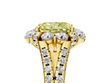 Yellow gold Fancy Yellow Radiant  Halo Split Shank Diamond Engagement Ring with Pave Band and Four-Prong Setting_59