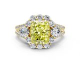 Yellow gold Fancy Yellow Radiant  Halo Split Shank Diamond Engagement Ring with Prong Setting_19