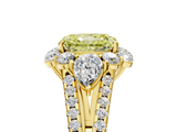 Yellow gold Fancy Yellow Radiant  Halo Split Shank Diamond Engagement Ring with Prong Setting_24