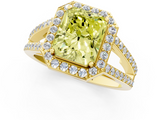 Yellow gold Fancy Yellow Radiant  Halo Split Shank Diamond Ring with Four-Prong Setting_33
